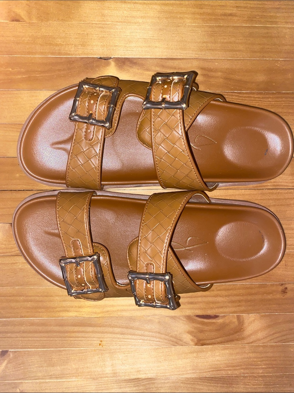 Joie Women's Double-Buckle Slide Sandals in Brown Tan